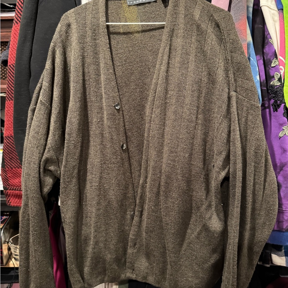 Vintage Men's Brown Cardigan Sweater